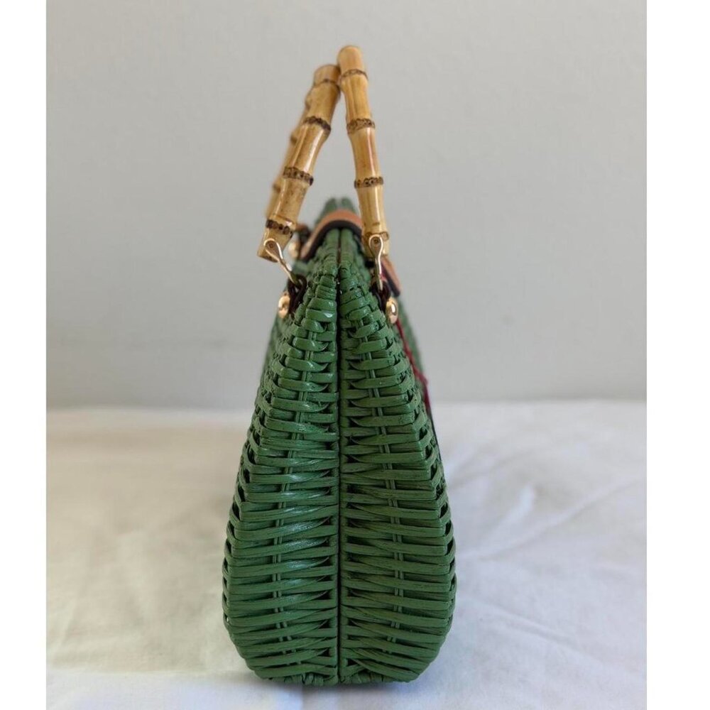 Frances Valentine Rooster Wicker Basket in Green - Picture 8 of 12